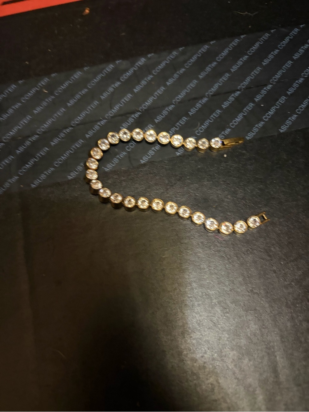 Touchstone Crystal Gold-Tone Clear Crystal Tennis Bracelet